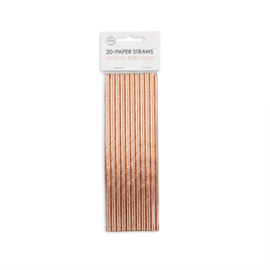 Papieren rietjes metallic rosé goud