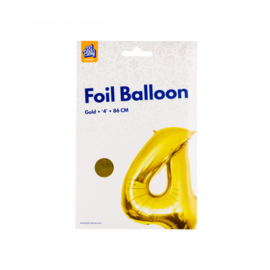 Folieballon cijfer 4 goud 86cm