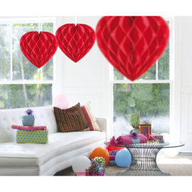 Honeycomb hart rood 30cm