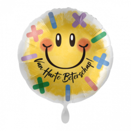 038 - Folieballon Beterschap - smiley met pleisters