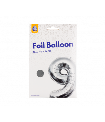 Folieballon cijfer 9 Zilver 86cm