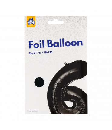 Folieballon cijfer 6 zwart 86cm