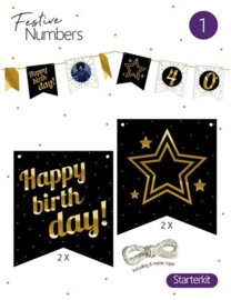 Festive numbers starter kit "Happy Birthday" 4 st. + lijn