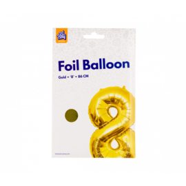 Folieballon cijfer 8 goud 86cm