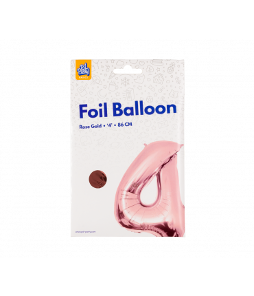 Folieballon cijfer 4 Rosé goud 86cm