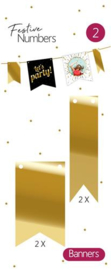 Festive numbers gouden vaantjes 4 stuks