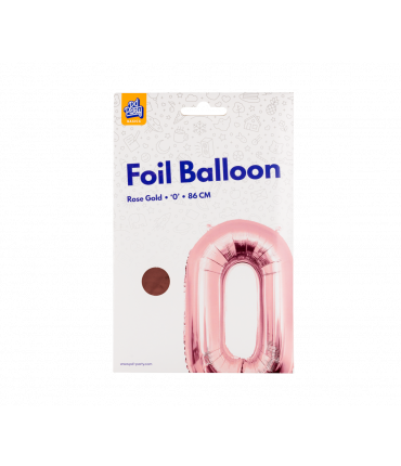 Folieballon cijfer 0 Rosé goud 86cm