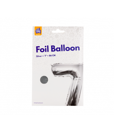 Folieballon cijfer 7 Zilver 86cm