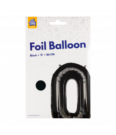 Folieballon cijfer 0 zwart 86cm