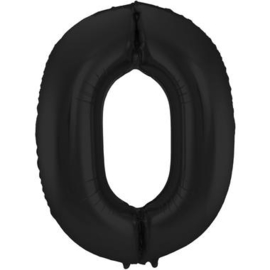Folieballon cijfer 0 zwart 86cm