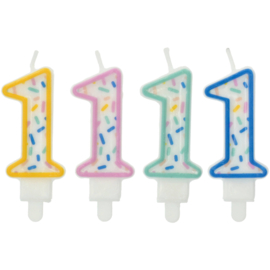 Kaarsje Sprinkles cijfer 1