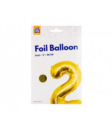 Folieballon cijfer 2 goud 86cm
