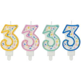 Kaarsje Sprinkles cijfer 3