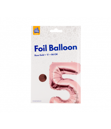 Folieballon cijfer 5 Rosé goud 86cm