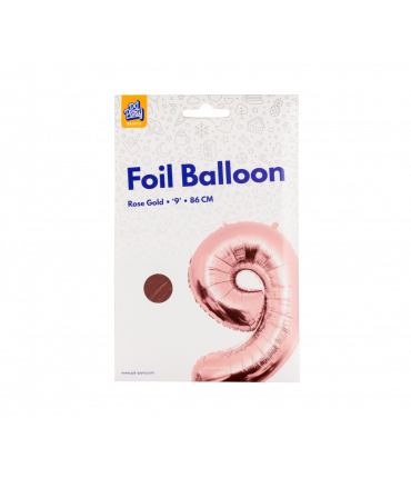 Folieballon cijfer 9 Rosé goud 86cm