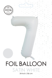 Folieballon cijfer 7 satin white 86cm