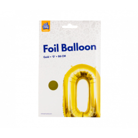 Folieballon cijfer 0 goud 86cm