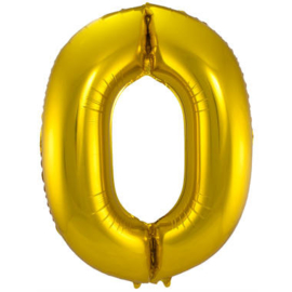 Folieballon cijfer 0 goud 86cm