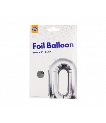Folieballon cijfer 0 Zilver 86cm