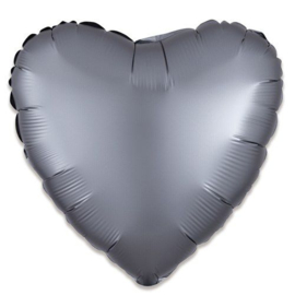 000 - Folieballon Hart Satin grafiet