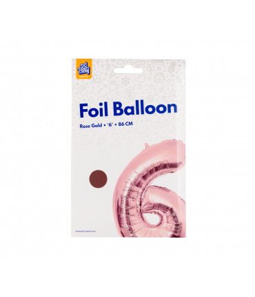 Folieballon cijfer 6 Rosé goud 86cm