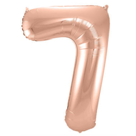 Folieballon cijfer 7 Rosé goud 86cm