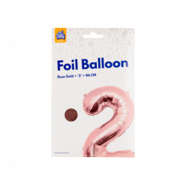 Folieballon cijfer 2 Rosé goud 86cm