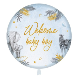 Folieballon baby safari 'Welcome baby boy'