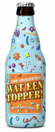 Bier Blond Dik verdiend, Wat een Topper! (Klein flesje)