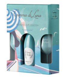 Gemma di Luna Giftset 1 fles Prosecco + 2 blauwe Kunstof Glazen