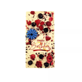 Ritonka Luxe Chocolade Reep WIT met tekst Happy Birthday en kaarsje