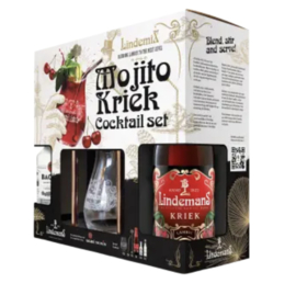 Lindemans Cocktailset Lindemix / Mojito / Kriek + Glas (NIET ONLINE IVM BREUK)