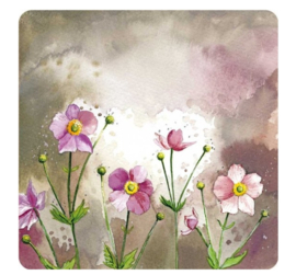 Alex Clark Onderzetter Japanse Anemones Bloemen (PER STUK)