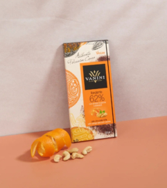 Vanini Chocolade Puur 62% met Sinaasappel en Cashewnoten