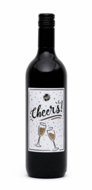 Wijn Rood met tekst: Cheers!