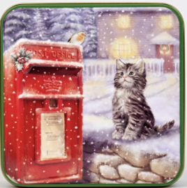 Embossed Kitten & Post Box Tin (met Fudge)