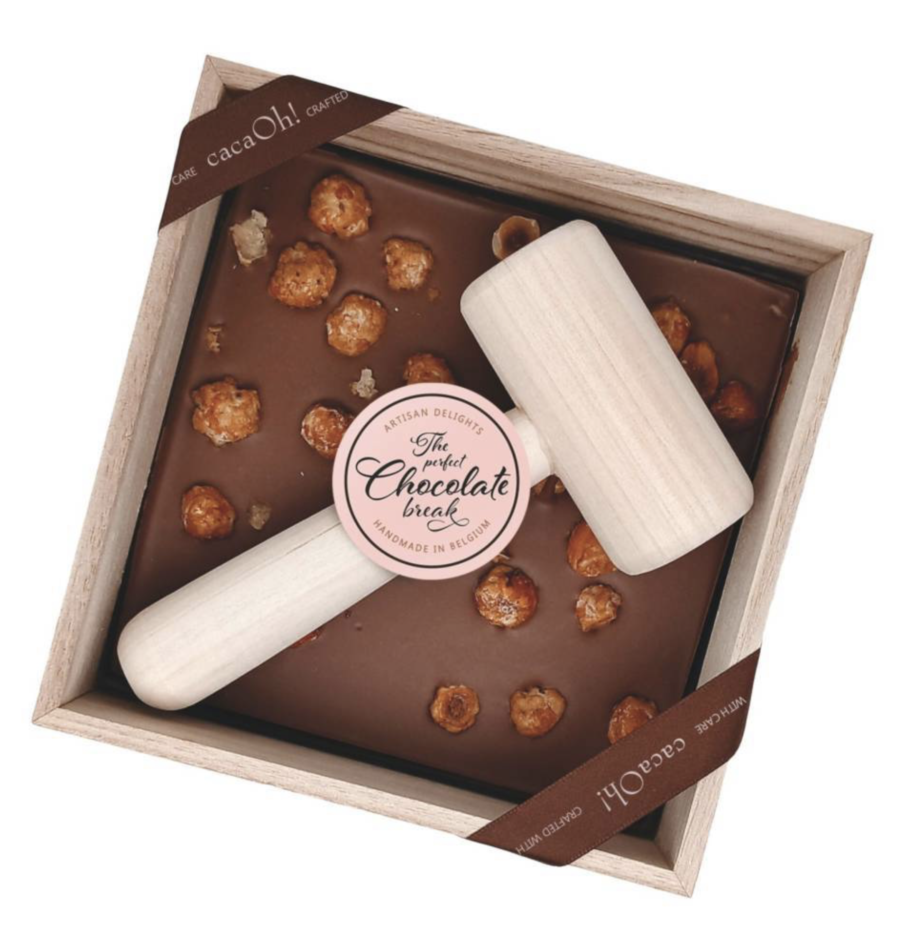 *CacaOh! Kleinere  Hamerbox melk Hazelnoot 160 gram