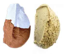 2 REUZE Meringues - Caramel Zeezout + Pistache (per stuk hoogte  17 cm en breed 10 cm)