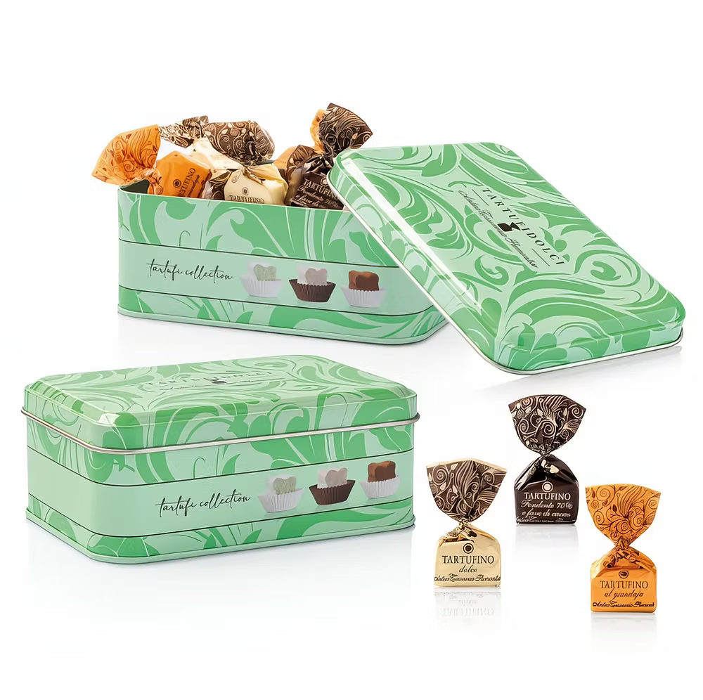 Chocoladetruffeltjes in Groen Blik met 3 smaken