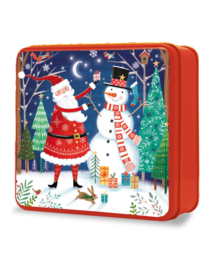 Embossed Santa Snowman Character Tin