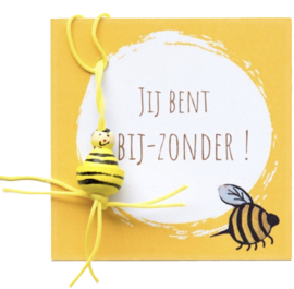Mini Kaartje met gelukspoppetje: Jij Bent Bij-Zonder!