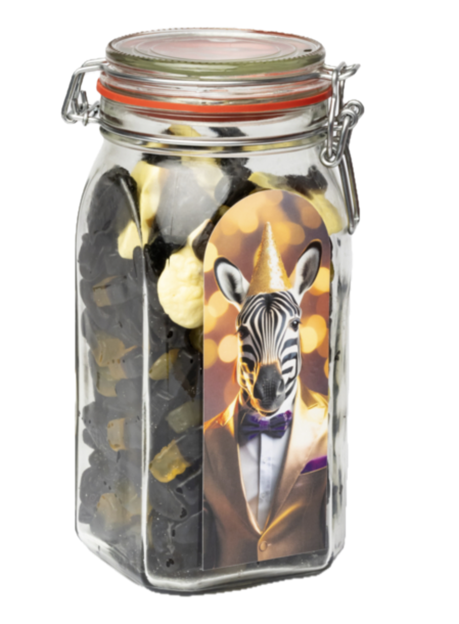 ZEBRA XXL Weckpot met 900 gram Dropmix