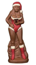 Chocolade Kerstvrouw in pikant Kerstsetje 20 cm. (Alleen afhalen ivm breuk)