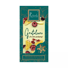 Ritonka Luxe Chocolade Reep WIT (Duitse tekst) Gefeliciteerd!