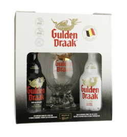 Gulden Draak Bier 2 flessen en Bokaal Glas