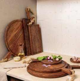 Pure Acacia Wood Serveerplank recht met Sapgoot 35 x20 x 2 cm