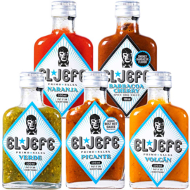 El Jefe saus,  5 flesjes (Verde, Picante, Volcan, Naranja & Cherry)