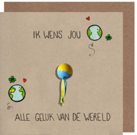 Kaart + Enveloppe: Ik Wens jou alle geluk van de Wereld