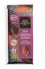 Vanini Chocolade Puur 56% met Amandelen en Zeezout BIO