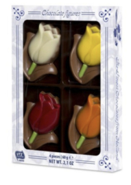 Blister Tulpen gekleurd Melk Chocolade (4 stuks)